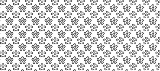 Wall Mural - Seamless pattern with black flowers in the white background