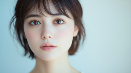 Aufkleber - 美肌の若くて可愛いアジア女性モデルの美容ポートレート
