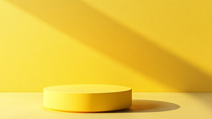 Poster - A vibrant yellow display with long shadows creates a cheerful atmosphere in a minimalist setting during bright daylight