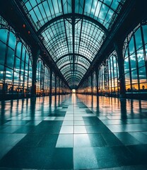 Canvas Print - Glass Roof Architecture Building Interior Design