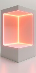 Canvas Print - White Cube With Neon Lights