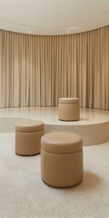 Wall Mural - Beige Ottoman Seating In Modern Interior Design