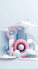 Canvas Print - Image Creator  art  animation, tilt perspective with doodle style, conceptually fitting background, with a pastel mood, more clarity with clear light and sharp focus, high detailed