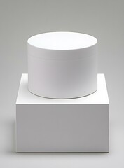 Wall Mural - White Cylinder On A White Cube