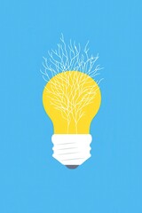 Wall Mural - Light Bulb with Tree Branches   Green Energy Concept