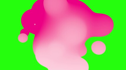 Wall Mural - 3D animation of Abstract smooth pink liquid shape on a green screen. 4k seamless loop 3D animation. Smooth animation of bubbles, metaball with inner glow. 