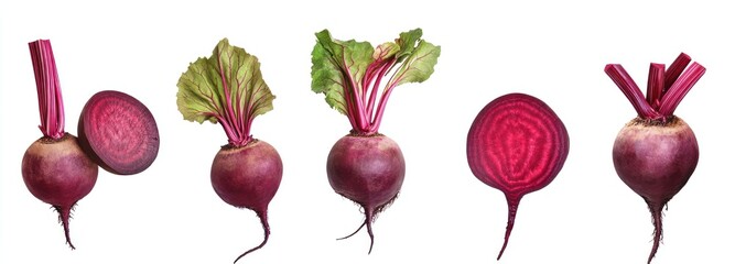 Five Beetroots in Different Stages of Preparation