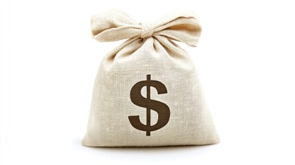 Poster - A Burlap Sack with a Dollar Sign Printed on It