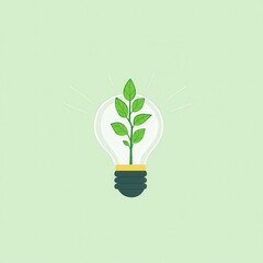 Poster - Green Plant Growing Inside Lightbulb Illustration