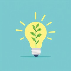 Poster - Green Plant Growing Inside Light Bulb   Ecology  Eco friendly Concept  Sustainability