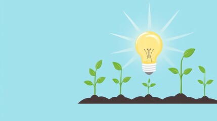 Poster - Light Bulb Idea Growth Concept   Green Sprout Plants Blooming