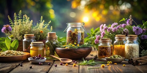 Wall Mural - Ethereal Dreamlike Herbal Product Photography