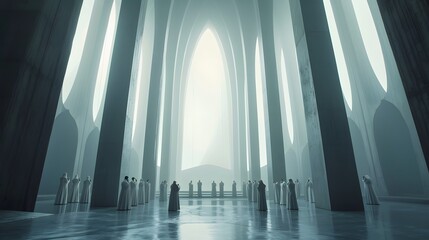 Poster - Ethereal choir voices singing in a minimalist cathedral AI generated illustration