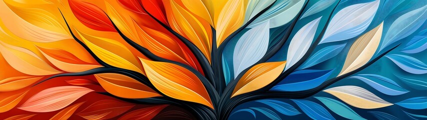 Canvas Print - Tree art vibrant and whimsical pattern inspirational mood digital painting style more clarity with clear light and sharp focus high detailed