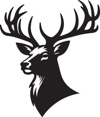 black deer head silhouette vector illustration 