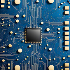 Wall Mural - Artificial intelligence chip, chip circuit board design, digital life, Nvidia and openai, science and technology background, Internet technology