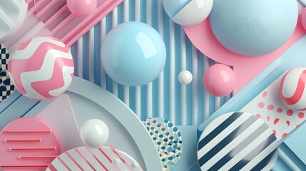 Poster - Geometrically appealing 3D abstract background with cute attributes AI generated illustration