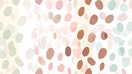 Wall Mural - seamless pattern of colorful coffee beans in pastel hues on a light beige background. ideal for play