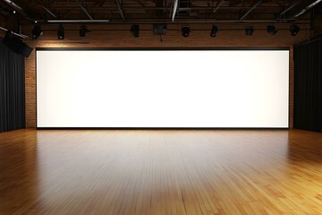 Canvas Print - Empty Stage with Brick Wall and Wooden Floor