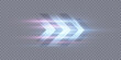 © Valeriia - Light effect of high speed movement of light speed arrow blue glow on transparent background. Dynamic movement of high speed arrow of light energy.