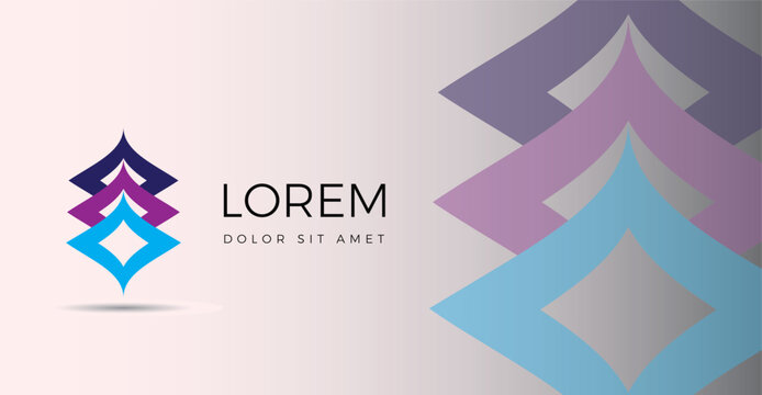Diamond themed creative logo icon with three colors