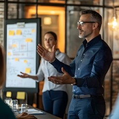 Wall Mural - Businessman giving a presentation in a modern office