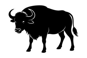 Canvas Print - Buffalo silhouette vector art illustration