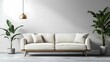 © นายชยุตพงศ์ แซ่เจี่ย - Elegant white sofa in a modern living room with leafy plants, showcasing a stylish, minimalistic design.