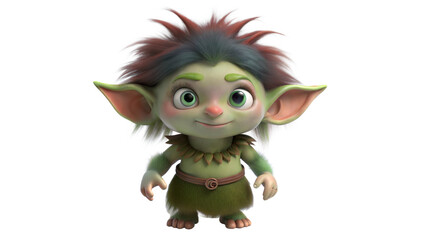 little troll girl 3d on a transparent background