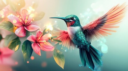 Wall Mural - 3D wallpaper design for beautiful bird , ai