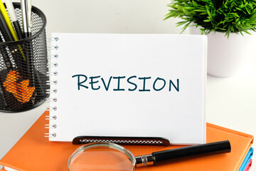 Canvas Print - REVISION written handwritten text in a notebook, notepad