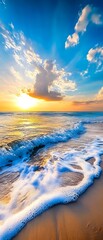 Poster - Golden Sunset over Calm Ocean Waves.