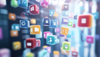 Poster - Abstract Digital Art of Colorful App Icons.