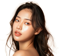 Young Asian beauty woman model long hair with korean makeup style