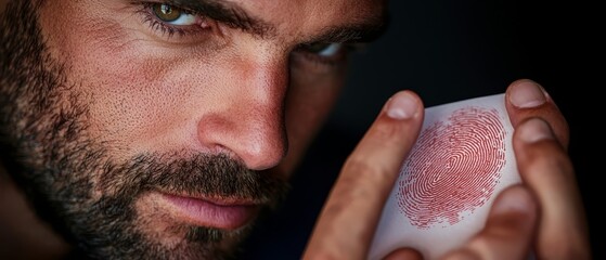 Wall Mural -  A tight shot of a man's hand, fingertips gently touching the rim of a cup, against a backdrop of unyielding blackness