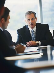 Wall Mural - Businessman in a Meeting, Talking to Colleague