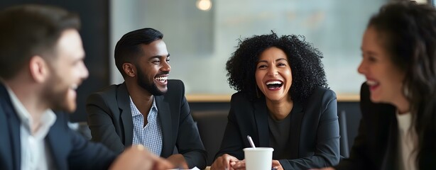 Wall Mural - Happy Diverse Group of Business Professionals Laughing Together