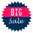 © Anarrich - Big Sale blue round sticker with pink stripe isolated on white background. Stock vector.