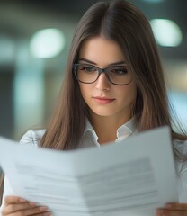 Wall Mural - Businesswoman reading document in office