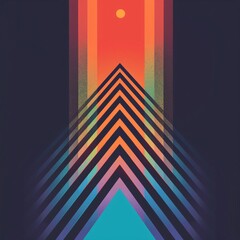 Wall Mural - Abstract Geometric Background with Colorful Triangles and Retro Style