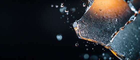 Poster -  A tight shot of an umbrella, adorned with water droplets at its peak and tip