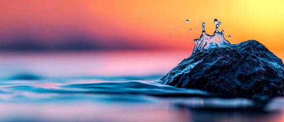  A stone submerged in water, dripping at its peak