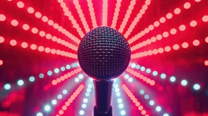 Canvas Print - The microphone and red lights