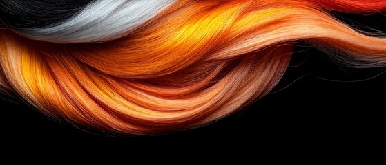 Canvas Print -  This close-up view displays an orange, white, and black hair strands in the top section