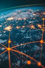 Poster - Macro shot of connecting global networks on a digital device AI generated illustration
