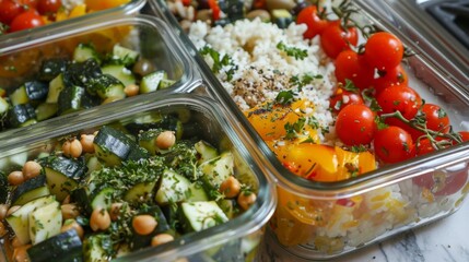 Wall Mural - Freshly Chopped Vegetable Ingredients Prepped for Cooking