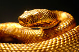 A gold snake with its head on top