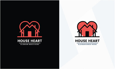 Wall Mural - Love home Logo designs Template. house combined with heart logo design inspiration. premium vector EPS10 file.