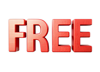 A digital rendering of the word FREE in bold, red, 3D letters, isolated on a white background. Generative AI