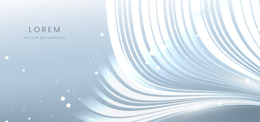Wall Mural - abstract futuristic curved glowing grey light lines on grey background.